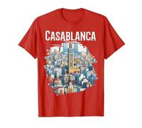 Casablanca Skyline Minaret Maroc Souvenir T-Shirt, Homme, Rouge, 3XL