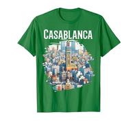 Casablanca Skyline Minaret Maroc Souvenir T-Shirt, Homme, Vert Kelly, 3XL