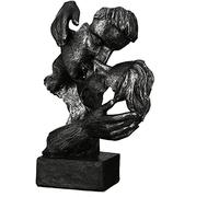 Casablanca Statue Couple Addiction, Résine Noir Anthracite Argentée 28 cm