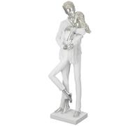 Casablanca Statue Couple Ensemble, Résine Blanche 45 cm