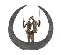 Casablanca Statue Couple Swing, Résine Bronze Gris 30 cm