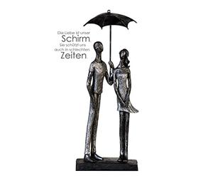 Casablanca Statue Couple Umbrella, Résine Anthracite Gris 36 cm