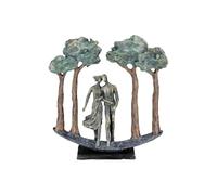 Casablanca Statue Couple Under Trees, Résine Bronze 30 cm