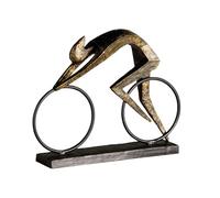 Casablanca - Sculpture décorative Racer Farhrad Pilote en Poly - Base en métal Noir Couleur Bronze - Largeur 36 cm