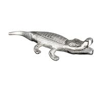 Casablanca Statuette Crocodile en Aluminium avec Finition argentée vieillie structurée Largeur 58 cm Accessoire de Maison Cadeau Sculpture