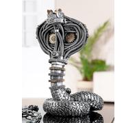 Casablanca Steampunk Cobra Figurine en résine argentée Effet métallique H 30,5 cm l 20 cm P 16 cm - Déco, Cadeau, Collection, Vintage