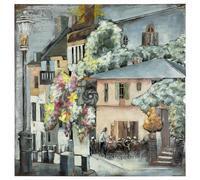 Casablanca Tableau en métal texturé Motif café Toscane Multicolore Hauteur 100 cm Largeur 100 cm Décoration murale