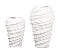 Casablanca Vase décoratif Vase en céramique - avec Structure rainurée - Matière : céramique - Couleur : Blanc Mat - Hauteur 20 cm