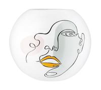 Casablanca Vase sphérique Voir en résine synthétique - Hauteur : 21 cm - Diamètre : 25 cm - Motif Visage - Blanc - Vase décoratif