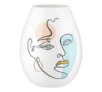 Casablanca Voir Vase bombé en résine synthétique Blanc Hauteur 28 cm x Ø 22 cm Motif Visage