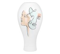 Casablanca Voir Vase décoratif en résine synthétique Blanc Motif Visage Hauteur 36 cm Diamètre 19 cm