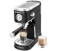 CASABREWS Machine à Café Expresso avec buse à Mousse de lait Puissante, 20Bars Cafetière et Machine à Cappuccino avec Manomètre, Réservoir de 1 L, Boîtier en métal, Acier inoxydable