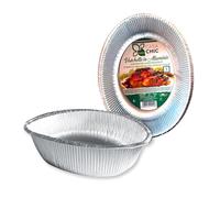 CasaChic Boîte en aluminium pour poulet ovale, 1 pièce - Moule jetable pour cuisson et emporter (27 x 23 x 7 cm)