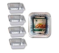 CasaChic Boîte en aluminium rectangulaire sans couvercle 1 portion, 4 pièces - jetable pour cuisson et emporter (15 x 11 x 4 cm)