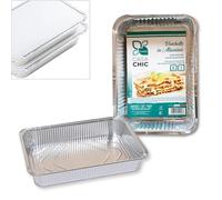 CasaChic Boîte rectangulaire en aluminium avec couvercle 6 portions, 1 pièce - Plaque jetable pour nourriture et bonbons (32 x 21 x 5 cm)