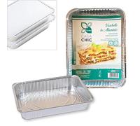 CasaChic Conteneur en aluminium rectangulaire avec couvercle 8 portions, 1 pièce - Grand bol pour cuisson et emporter (32 x 25 x 5 cm)