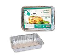 CasaChic Conteneur en aluminium rectangulaire sans couvercle 12 portions, 1 pièce - Maxi plaque pour aliments, cuisson et buffet (37 x 32 x 5 cm)