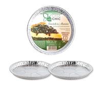 CasaChic Lot de 2 boîtes à tarte en aluminium pour grande tarte, ronds jetables pour gâteaux et pizza (Ø 25 cm)
