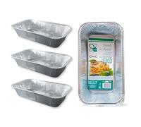 CasaChic Récipient en aluminium rectangulaire sans couvercle 3 portions, 3 pièces - Plaque pour four et stockage des aliments (21 x 12 x 5 cm)