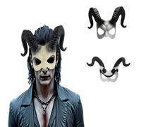 CASACLAUSI Masque demi-visage en corne de bélier avec cornes de bélier pour adultes, costume d'Halloween, accessoires de cosplay