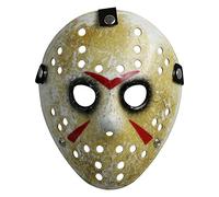 CASACLAUSI Masque Jason pour cosplay, Halloween, déguisement d'horreur et de hockey aux yeux noirs pour adulte à partir de 3 ans, yeux noirs, taille M