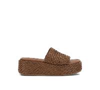 Casadei sandales femme marron en mélange de rayonne et coton à talon bas - 38
