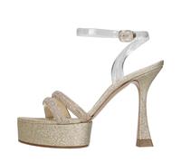 Casadei - Sandales en tissu et cuir - Femme - Chaussures - Jaune - Taille: 36 EU
