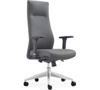 CasaDolce chaise de bureau SOFOSA, gris, 67x70x97/107 cm, rembourrage en cuir PU, pivotant et réglable en hauteur, accoudoirs, mécanisme de bascule
