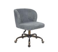 Casadolce chaise de bureau VELVET, 53x56x71/81 cm, gris, pivotante et réglable en hauteur