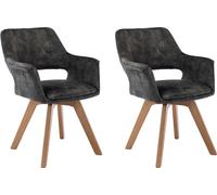 CasaDolce Chaise de salle à manger LAMI, lot de 2, 58x61x83 cm, vert foncé, rembourrée, pivotant à 360°, pieds en métal