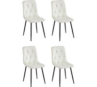 CasaDolce Chaise de salle à manger MELKO, lot de 4, beige, 43x54x91 cm, rembourrée, coutures décoratives sur le dossier et l'assise, 120 kg. Capacité de charge