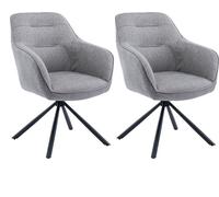 CasaDolce Chaise de salle à manger NASTA, lot de 2, gris, 63x61x88 cm, rembourrée, pivotante à 180°, charge max. 120 kg
