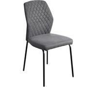 Casadolce Chaise de salle à manger NATENA, lot de 4, gris foncé, 46,5x56x92 cm, rembourrée, dossier ergonomique, pieds en métal