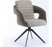 CasaDolce Chaise de salle à manger TOMINO, lot de 2, 61x68x88 cm, rembourrée, grise, pivotant à 180°, pieds en métal