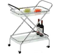 CasaDolce Chariot de service DRAUGHT, 70,5x42,5x79,5 cm, avec tablette en verre et 2 poignées