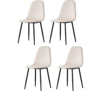 CasaDolce, Ensemble de 4 chaises de salle à manger TIJOM, Textile rembourré, beige, base métallique noire, Meubles de salle à manger