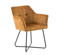 CasaDolce, lot de 2 chaises de repas modernes PIKE, curry, avec accoudoirs, 100% polyester, base noire