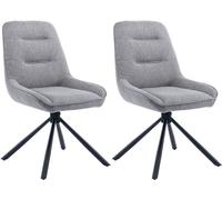 CasaDolce, Lot de 2 chaises de salle à manger KANADINA, gris, 52x60x89 cm, rembourré, pivotant à 180°, pied en métal