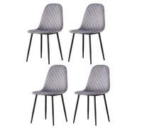 CasaDolce, Set de 4 chaises de salle à manger TIJOM, Textile rembourré, gris, base métallique noire, Meubles de salle à manger