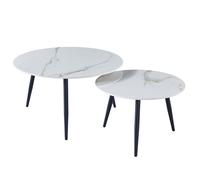 CasaDolce, Table basse GENIM, Céramique, Marbre + Or, 80x45 60x40 cm, base métal, ronde