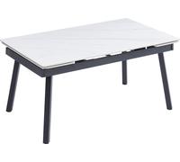 CasaDolce Table de salle à manger extensible COPER 3, blanc brillant, 180x240x90x76 cm, céramique, deux rallonges, pieds en métal, capacité de charge 120 kg