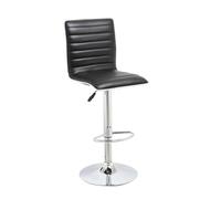 CasaDolce Tabouret de bar LAYNER, noir, 40x52x96/116 cm, pivotant et réglable en hauteur, rembourré, similicuir, piétement chromé