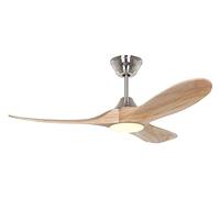 CasaFan ECO GENUINO-L 122 Ventilateur de plafond avec éclairage LED, économe en énergie et silencieux avec pales en bois massif, 6 vitesses avec télécommande, pour pièces jusqu'à 16 m²
