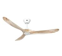 CasaFan Eco Genuino Ventilateur de plafond à économie d'énergie avec télécommande Blanc mat/bois naturel 152 cm