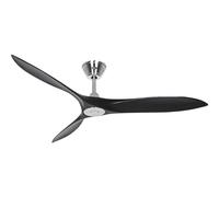CasaFan Ventilateur de plafond Eco Airscrew 315241 152 cm Moteur DC basse consommation/chrome satiné/pales bois/noir mat