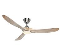 CasaFan Ventilateur de plafond avec lumière 315260 Eco GENUINO-L 152 bois massif naturel/chrome satiné