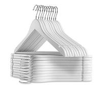 Casafield - 20 cintres en bois blanc - Bois de lotus de qualité supérieure avec encoches et crochet pivotant chromé pour vêtements, manteaux, vestes, pantalons, chemises, jupes