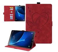 CasaFuny Coque Compatible avec Samsung Galaxy Tab A6 10.1 2016 SM-T580/T585, Tablette Étui Housse de Protection en Cuir Smart Shell avec Veille/Réveil Automatique pour Galaxy Tab A 10.1 2016, Rouge