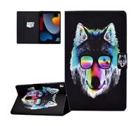 CASAFUNY Coque pour iPad 9e Génération 2021/iPad 8ème Génération 2020/iPad 7ème Gén 2019 Housse Étui de Protection Coque Tablette pour iPad 10.2 Pouces 2021/2020/2019, Loup à Lunettes