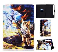 CASAFUNY Coque pour Lenovo Tab P12 12,7 Pouces 2023 Étui Housse de Protection en Cuir PU Tablette Cover avec Veille/Réveil Automatique et Porte-Stylet pour Lenovo Tab P12 2023, Engel Katze